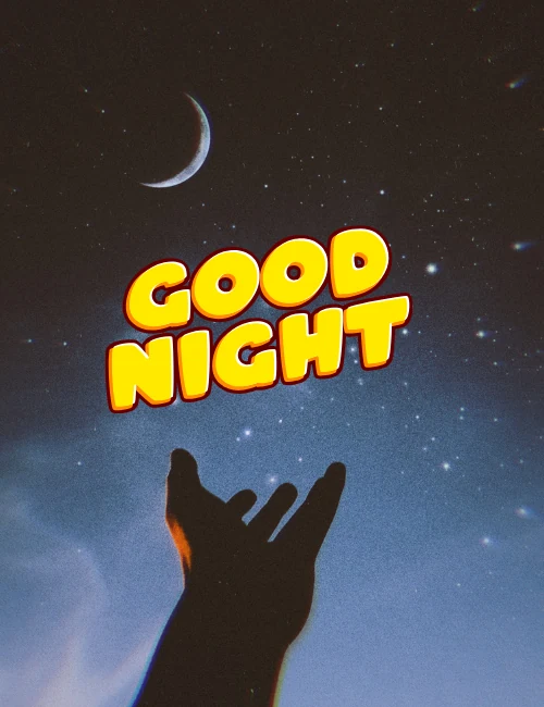 Beautiful Good Night Shayari image with moon and stars in Hindi